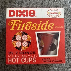 Dixie Fireside Hot Cups Vintage 15 count 7 oz Mira-Glaze Sealed Box